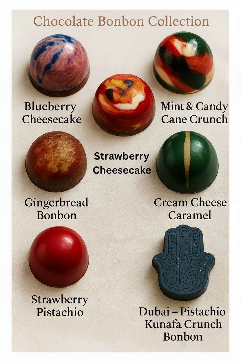 Printable Chocolate Bonbon Menu Card - Clean Layout